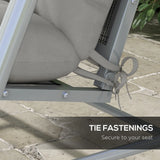 Outsunny Back and Seat Cushion Replacement with 2 Pillows, Patio Chair Cushions Set with Ties, Light Grey