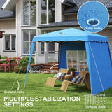 Outsunny 2.4 x 2.4m Two Wall Pop Up Gazebo - Blue