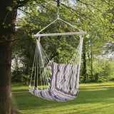 Outsunny Outdoor Hanging Rope Chair with Soft Padded Seat & Backrest, Garden Hammock Chair with Wooden Support Bar Cotton Cloth, Portable Garden Chair for Patio & Tree, Brown