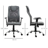 Vinsetto Office Chair, Computer Desk Chair, Mesh and PU Leather Swivel Chair with Adjustable Height and Rolling Wheels for Home Office Work Study, Grey