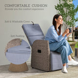 Outsunny 148 Reclining Rattan Garden Armchair, with Footrest - Brown/Grey