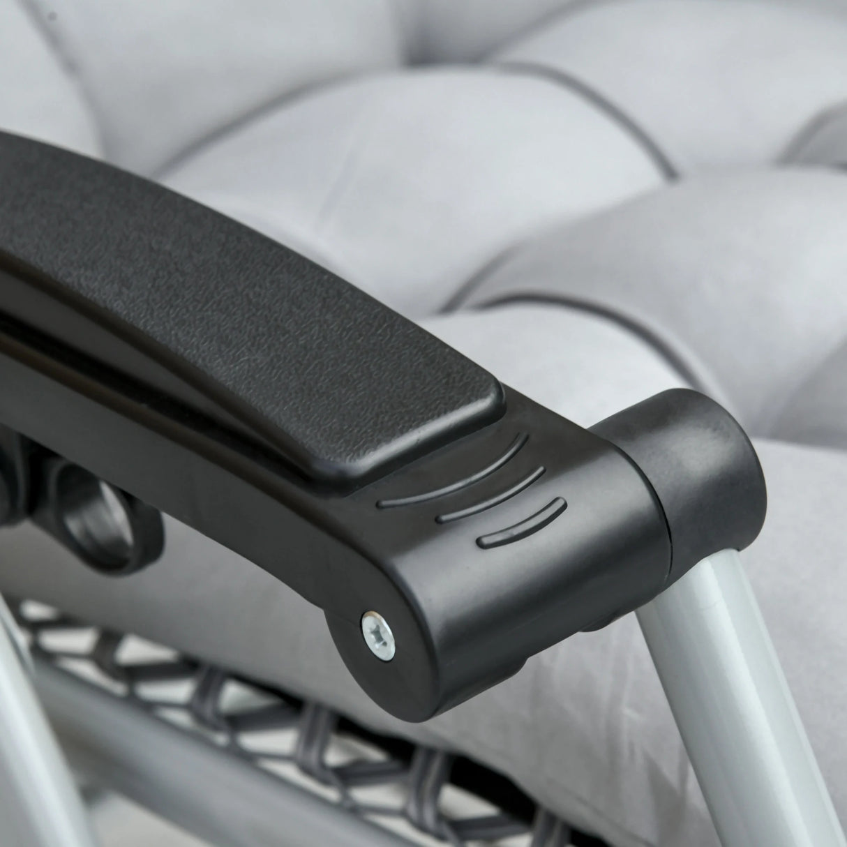 Outsunny 2pc Reclining Zero Gravity Sun Loungers ,Folding Chaise Lounge Chair with Cushions, Light Grey