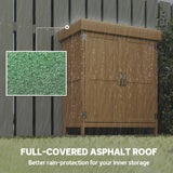 Outsunny Small Shed, Wooden Garden Shed with Openable Hinged Roof and Removable Shelf, Outdoor Tool Storage Cabinet Chest with Double Doors, 74 x 43 x 88 cm, Natural Wood Finish