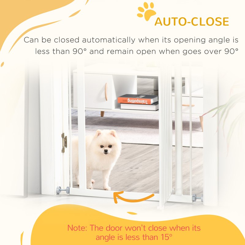 PawHut Pressure Fit Safety Gate, Adjustable Dog Gate, Pet Barrier for for Doorways, Staircases and Hallways with Auto Close, Double Locking, Opening 74-80cm, White