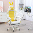 Vinsetto Reclining Racing Gaming Chair with Headrest and Lumber Support, PU Leather Computer Chair with Removable Rabbit Ears, Footrest, Yellow