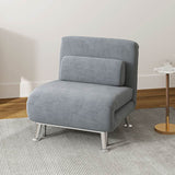 HOMCOM Single Velvet-Feel Sleeper Chair - Grey