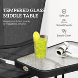 Outsunny Gliding Jack and Jill Seat, with Glass-Top Table - Black