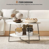 HOMCOM Two-Tier Marble-Effect Coffee Table - White/Black