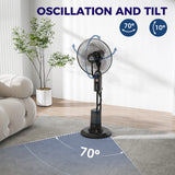HOMCOM Pedestal Fan with Water Mist Spray, Spray Misting Fan with 70 Oscillation, Tilt Head, 3 Speeds, 3 Modes, Adjustable Mist, 3.2L Water Tank, for Home, 120 cm