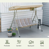 Outsunny Three-Seater Garden Swing Seat - Light Brown