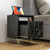 HOMCOM Elegant Bedside with Storage - Black/Gold Tone