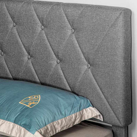 HOMCOM King Size Padded Fabric Headboard Bed Frame - Grey