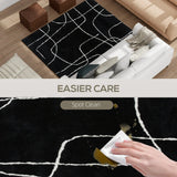 HOMCOM Modern Fluffy Area Rug, Geometric Pattern Washable Rug, Soft High Pile Floor Carpet for Living Room, Bedroom, Dining Room, Home Office, 170 x 120 cm, Black