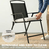 Outsunny Set of 6 Outdoor Seat Cushions with Machine Washable Cover, Water Repellent Seat Cushions Cream White