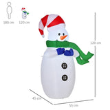 HOMCOM 4ft Inflatable Standing Christmas Decoration Large Waterproof Snowman with LED and Inflator