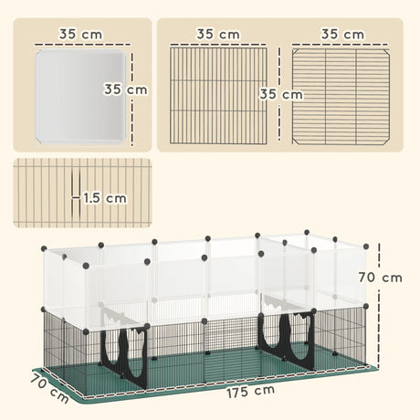 PawHut Pet Playpen with Waterproof Mat, DIY Small Animal Enclosure 34 Panels, Indoor/Outdoor Metal Pet Fence for Guinea Pigs