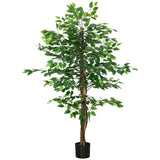 HOMCOM Artificial Ficus Tree, with Weighted Plant Pot - Green