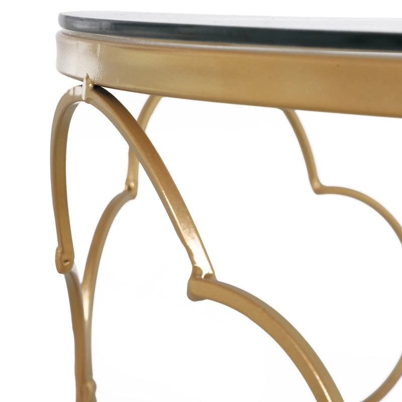 HOMCOM Nesting Tables Set of 2, Modern Stacking Side End Table with Tempered Glass Top, Metal Frame for Living Room Bedroom Office, Gold Tone
