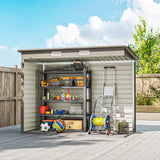 Outsunny 3.7 x 7.9ft Galvanised Steel Shed, with Latched Door and Padlock - Light Grey