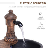 Outsunny Wood Barrel Patio Water Fountain Garden Decorative Ornament Water Feature with Electric Pump (Type A)