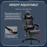 Vinsetto Computer Gaming Chair with Footrest, Video Gaming Chair for Adults with 130° Reclining Back, Desk Chair with Lumbar Support and Adjustable Height, Black Red