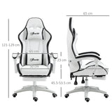 Vinsetto Computer Gaming Chair, PU Leather Office Desk Chair with Footrest, Swivel Wheels, 135 Reclining Back, Lumbar Support, Headrest for Home, White and Black