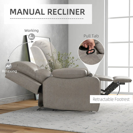 HOMCOM Recliner Chair, Microfibre Reclining Chair with Adjustable Leg Rest, Cup Holders, Recliner Armchair for Home Living Room, Brown