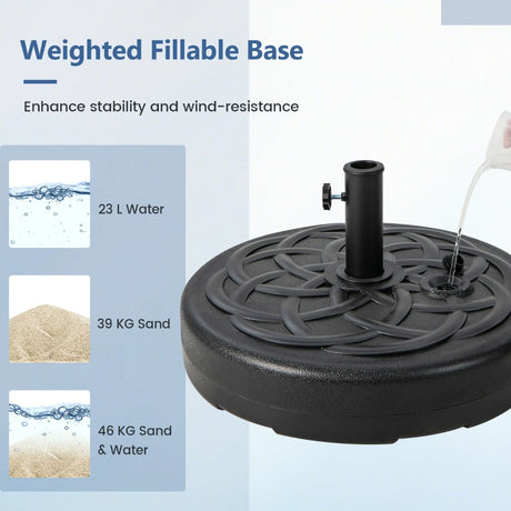 22 Inch Fillable Heavy-Duty Round Patio Umbrella Base Stand