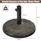 22Lbs Patio Resin Umbrella Base with Wicker Style for Outdoor Use