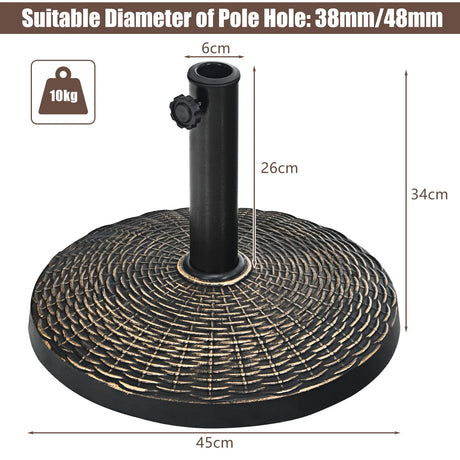 22Lbs Patio Resin Umbrella Base with Wicker Style for Outdoor Use