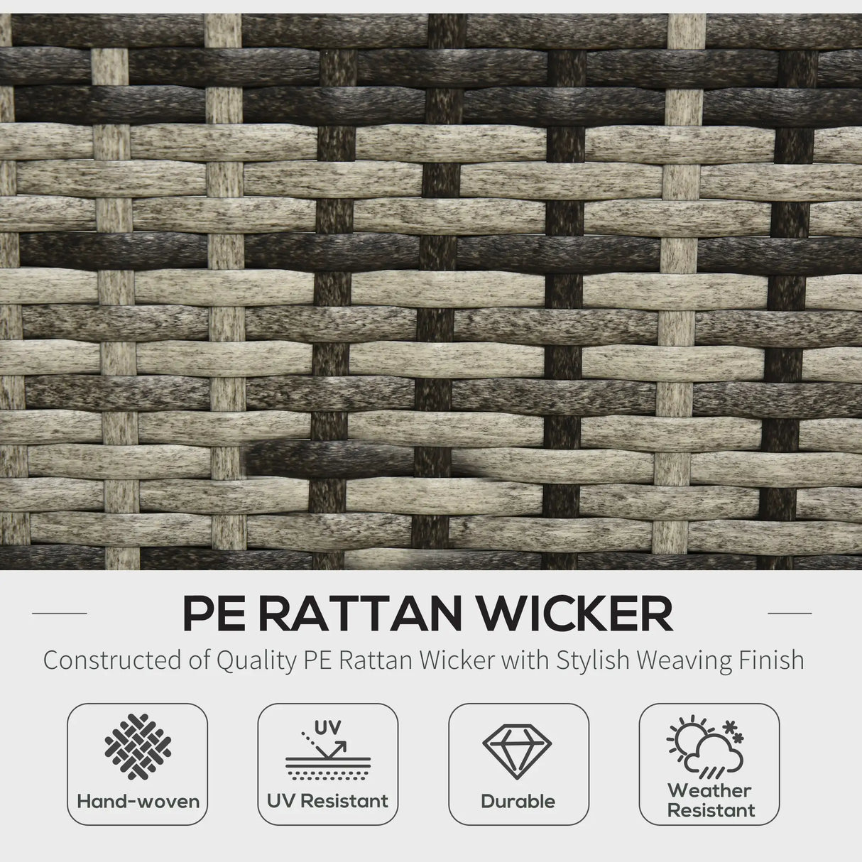 Outsunny Rattan Garden Sofa Set, 4-Seater Wicker Sectional for Garden, Grey