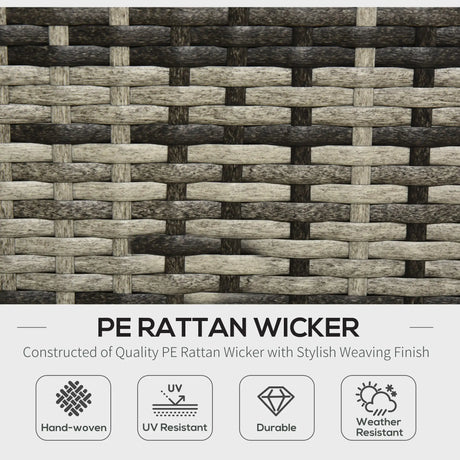 Outsunny Rattan Garden Sofa Set, 4-Seater Wicker Sectional for Garden, Grey