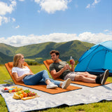 Outsunny Set of Two Metal Frame Beach Chairs, with Reclining Backs - Orange
