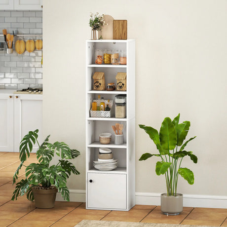 HOMCOM 6-Tier 156 cm Tall Bookcase - White