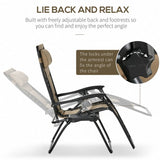 Outsunny Foldable Reclining Garden Chair, Zero Gravity Chair with Padded Seat, Cup Holder, Adjustable Backrest, Pillow for Outdoor, Patio, Deck, Coffee