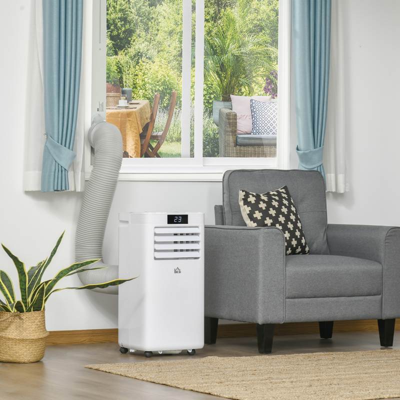 HOMCOM 7000 BTU Air Conditioning Unit, 3-in-1 Portable Air Conditioner, Dehumidifier, Cooling Fan with Remote Control, Digital Display, 2 Speeds, 24H Timer, Window Venting Kit, 15m²