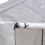 Outsunny Walk In Greenhouse with 2 Tier Shelf, Portable Gardening Plant Grow House Tomato Greenhouse with Roll up Zip Panel Door, Reinforced PE Cover, 143 x 143 x 195cm, Green