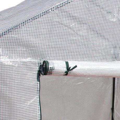 Outsunny Walk In Greenhouse with 2 Tier Shelf, Portable Gardening Plant Grow House Tomato Greenhouse with Roll up Zip Panel Door, Reinforced PE Cover, 143 x 143 x 195cm, Green