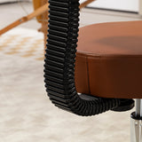 HOMCOM Beautician's Swivel Salon Chair w/ Padded Seat Back 5 Wheels Adjustable Height Salon Hairdressers Tattoo Spa Rolling Cushion Professional 48cm Brown