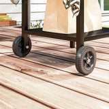 Outsunny BBQ Trolley with Stainless Steel Top and Foldable Side Table, Outdoor Kitchen Barbecue Station with Hooks and Shelf, Pizza Oven Table Movable Outdoor Grill Dining Cart with Cover, Black
