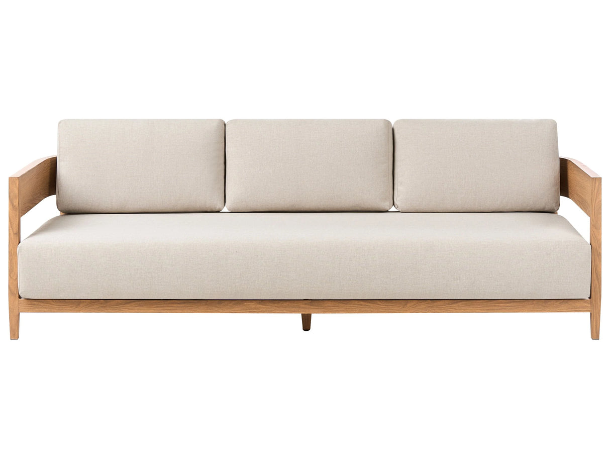 3 Seater Garden Sofa Light Brown Aluminium Light Beige Cushions Padding Modern Design Outdoor Patio Beliani