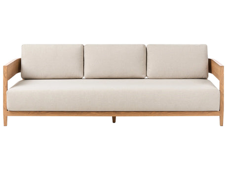 3 Seater Garden Sofa Light Brown Aluminium Light Beige Cushions Padding Modern Design Outdoor Patio Beliani