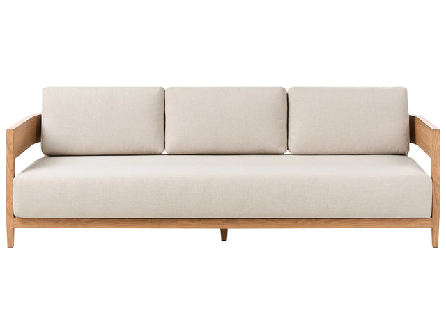 3 Seater Garden Sofa Light Brown Aluminium Light Beige Cushions Padding Modern Design Outdoor Patio Beliani