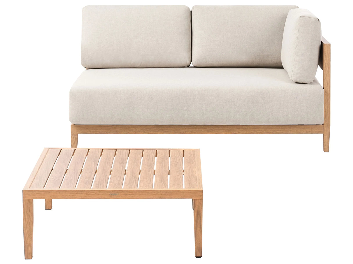 2 Seater Garden Sofa with Coffee Table Light Brown Aluminium Light Beige Cushions Padding Modern Design Outdoor Patio Beliani