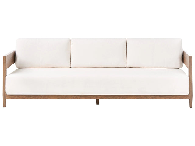 3 Seater Garden Sofa Brown Aluminium Light Beige Cushions Padding Modern Design Outdoor Patio Beliani