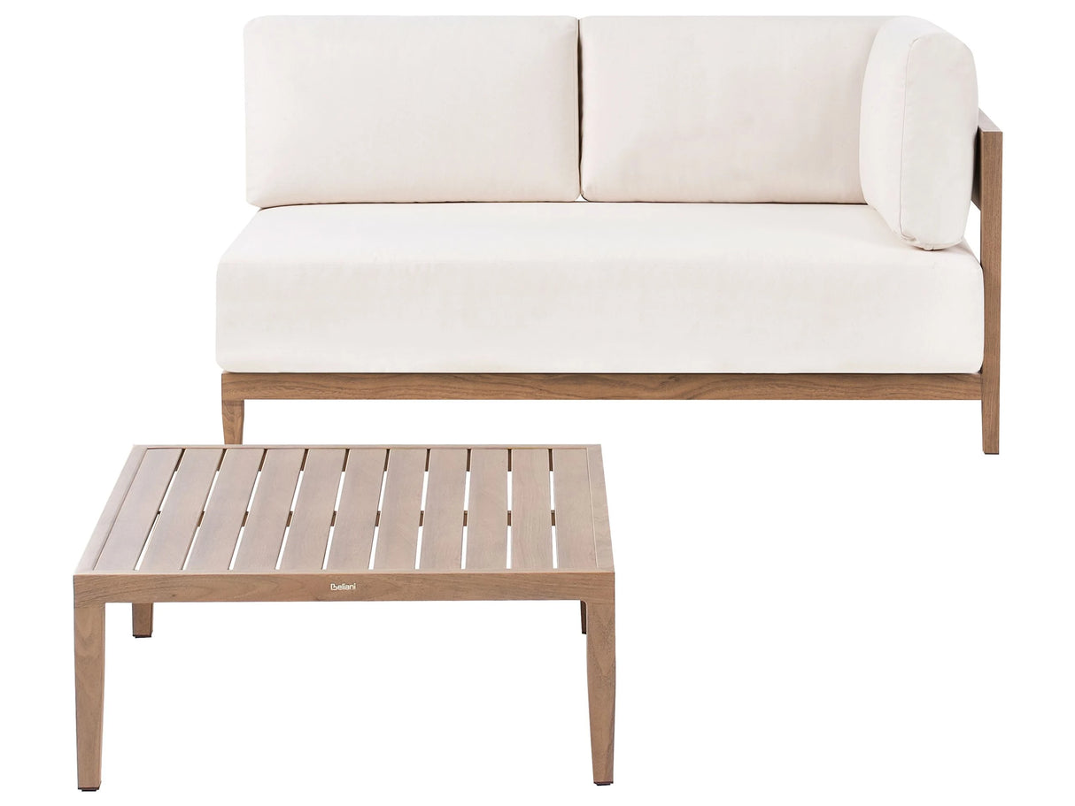 2 Seater Garden Sofa with Coffee Table Brown Aluminium Light Beige Cushions Padding Modern Design Outdoor Patio Beliani