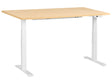 Electrically Adjustable Desk Light Brown Tabletop White Steel Frame 160 x 72 cm Sit and Stand Square Feet Modern Design Beliani