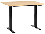 Electrically Adjustable Desk Light Brown Tabletop Black Steel Frame 120 x 60 cm Sit and Stand Square Feet Modern Design Beliani