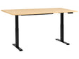 Electrically Adjustable Desk Light Brown Tabletop Black Steel Frame 160 x 72 cm Sit and Stand Square Feet Modern Design Beliani