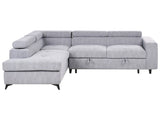 5 Corner Seater Sofa Bed Right Handed Grey Fabric Upholstery with Adjustable Headrests Thickly Padded Modern Style Living Room Furniture Beliani